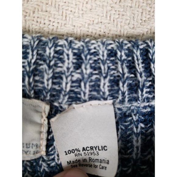 VTG Rob Winter Sweater‎ Mens XL Blue Knit Long Sleeve 100% Acrylic Crew Neck - Picture 6 of 9